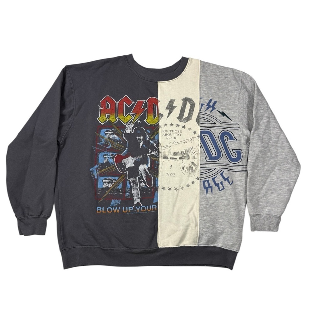 AC/DC Heavy Metal Rock Band Split Graphic Crewneck Sweatshirt Size X-Large
